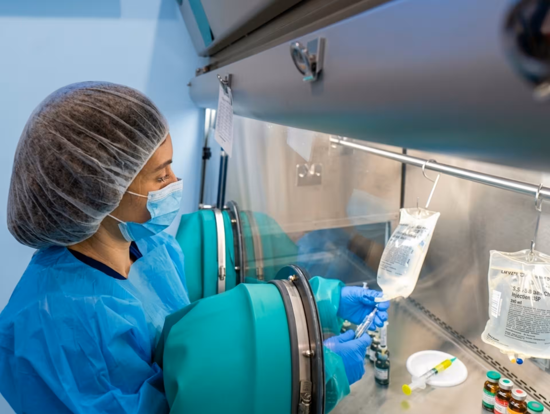 ISO Class 5 sterile isolator hood used to mix IV drips at The DRIPBaR McKinney